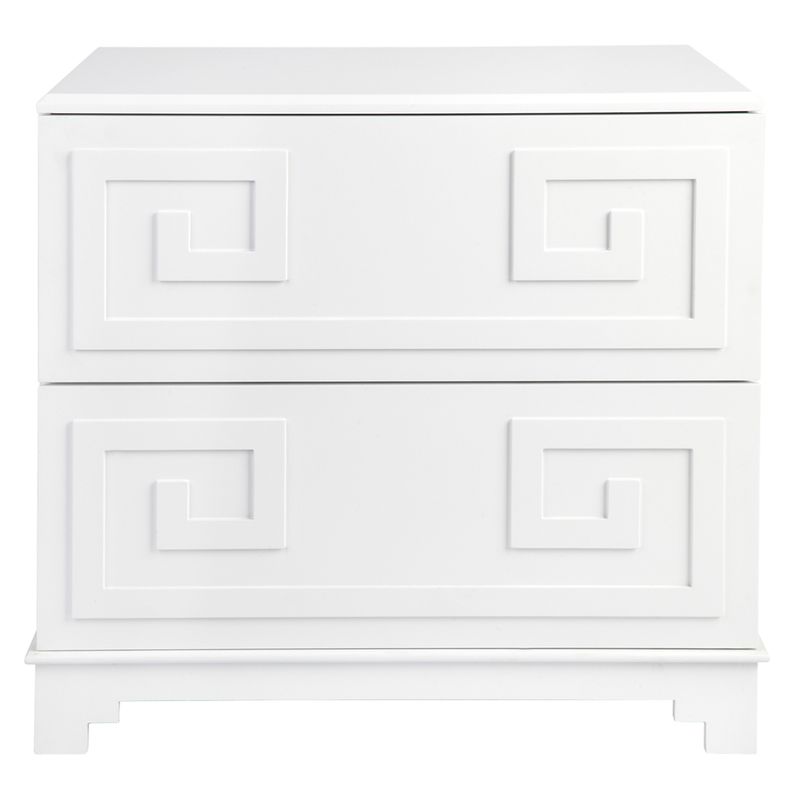 Greek Key Bedside Table White